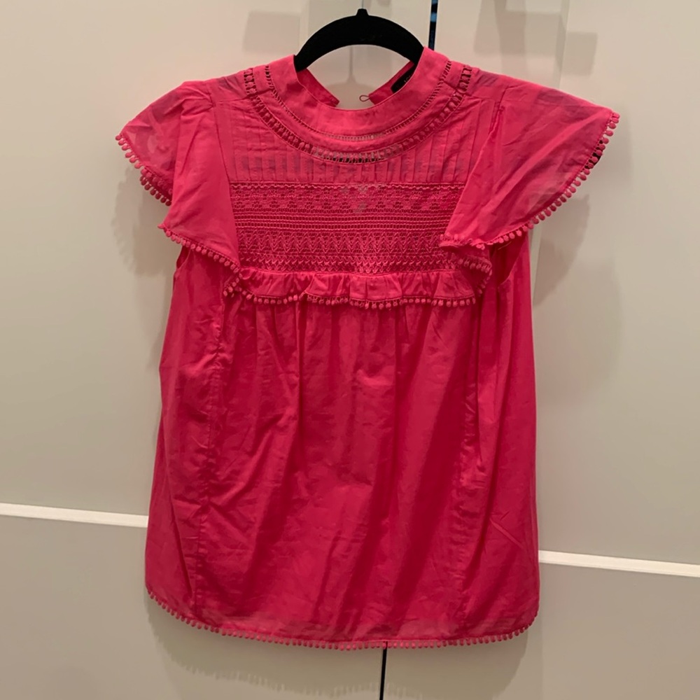 J Crew Pink Flutter Sleeve Top